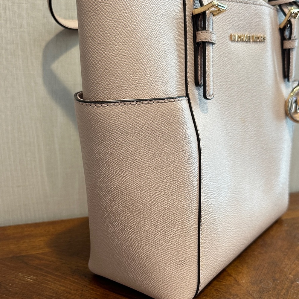 Michael Kors Light Beige/Pink Charlotte Tote Bag - Picture 3 of 12